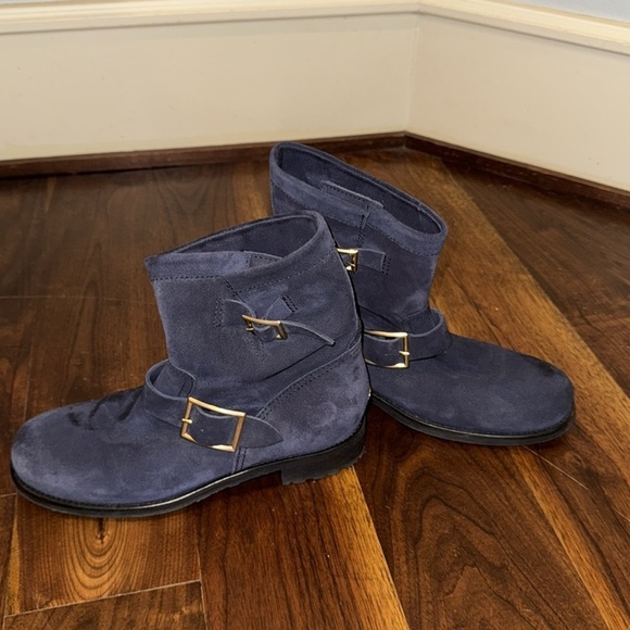Jimmy Choo Navy Suede Biker Boot - Size 39.5 - Picture 3 of 16